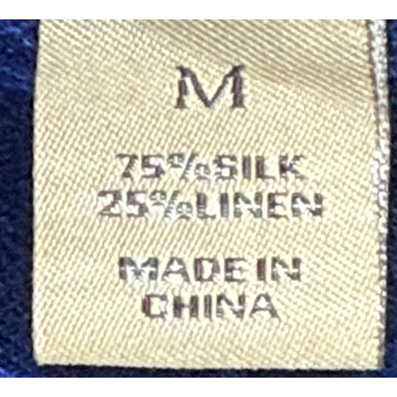 Tasso Elba Island Shirt Mens Medium Silk Linen Blue Hawaiian Tropical Beachy - Picture 8 of 9